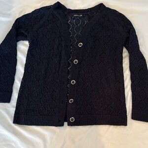 Jones NY Navy Open-Knit Cardigan